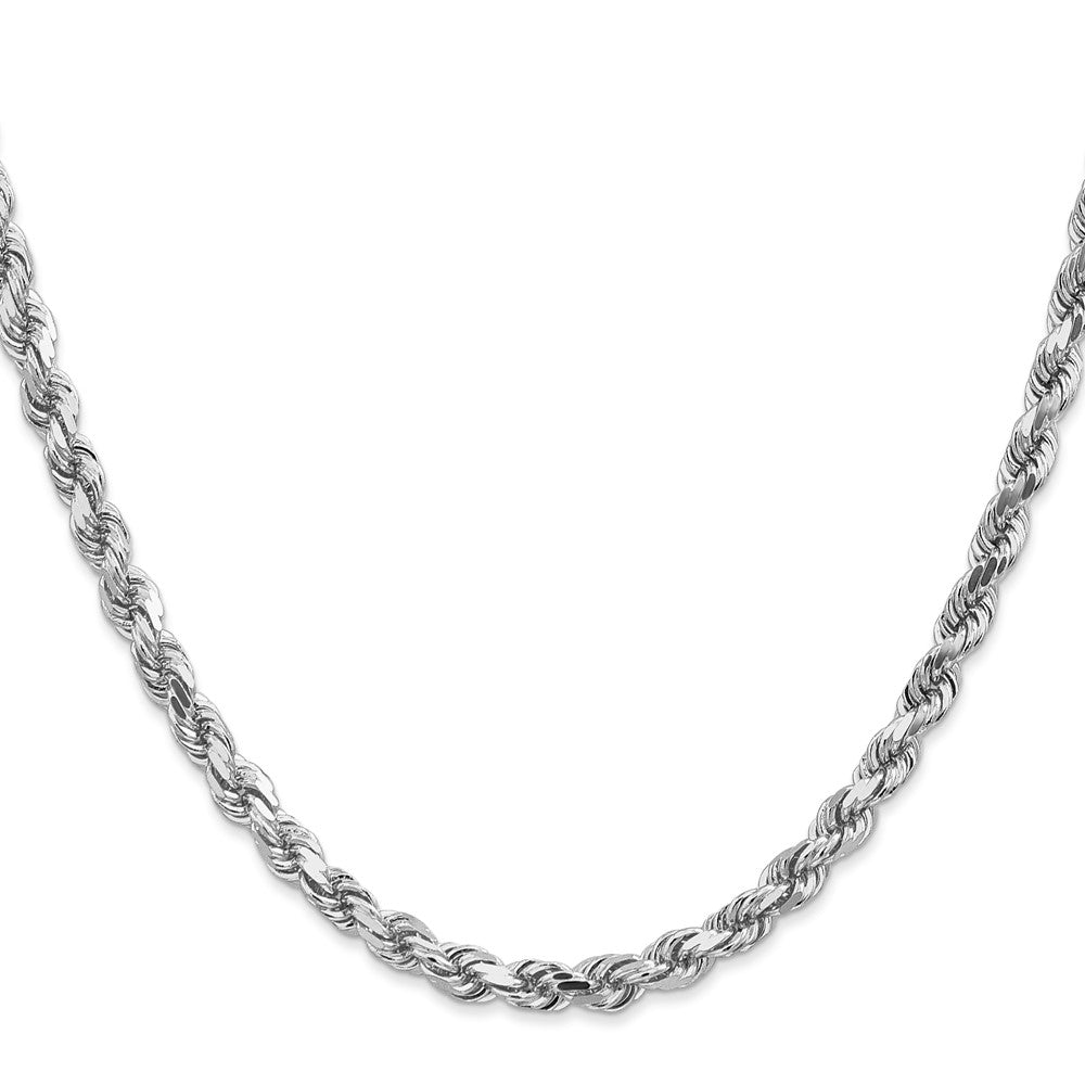 14K White Gold 4.5mm Diamond-cut Rope with Lobster Clasp Chain