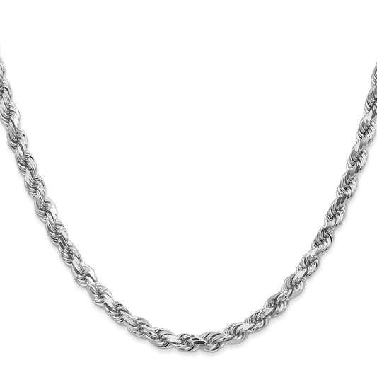 14K White Gold 4.5mm Diamond-cut Rope with Lobster Clasp Chain