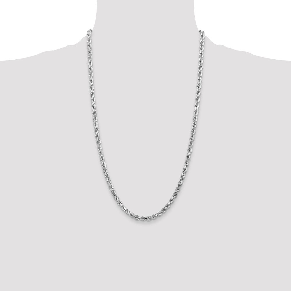 14K White Gold 4.5mm Diamond-cut Rope with Lobster Clasp Chain