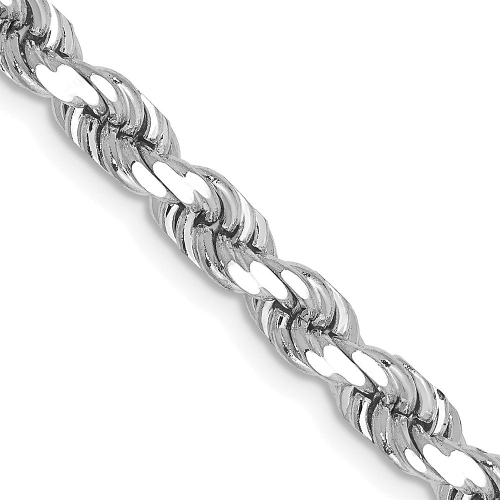 14K White Gold 4.5mm Diamond-cut Rope with Lobster Clasp Chain