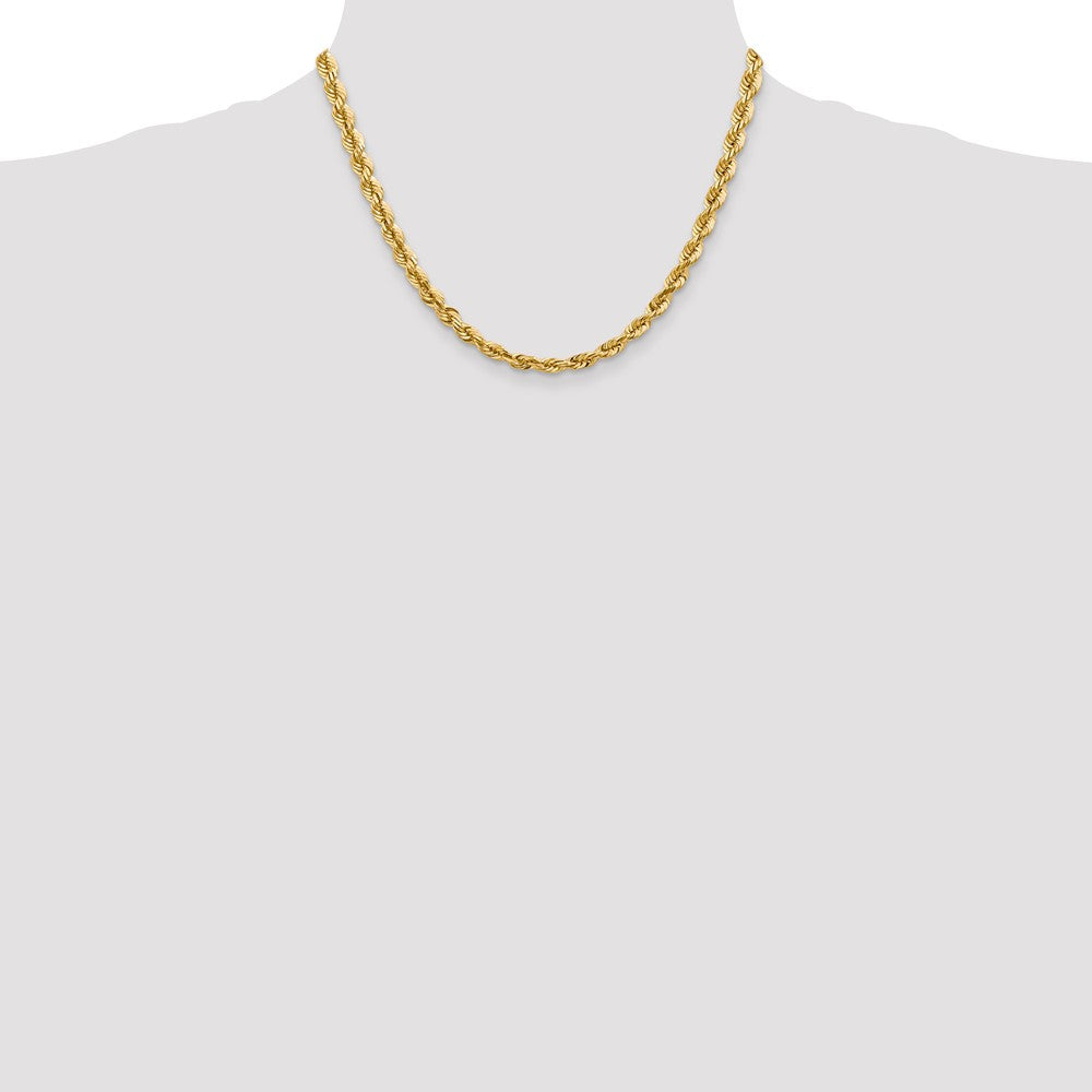 14K 5.5mm Diamond-cut Rope with Fancy Lobster Clasp Chain