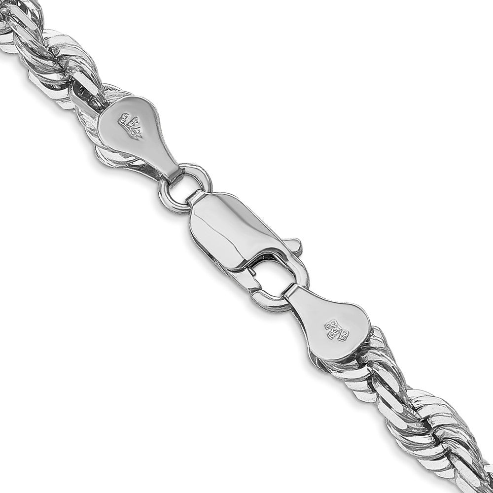 14K White Gold 5.5mm Diamond-cut Rope with Lobster Clasp Chain