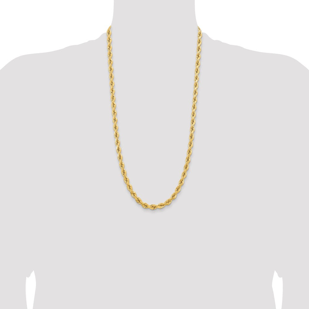 14K 6.5mm Diamond-cut Rope with Fancy Lobster Clasp Chain