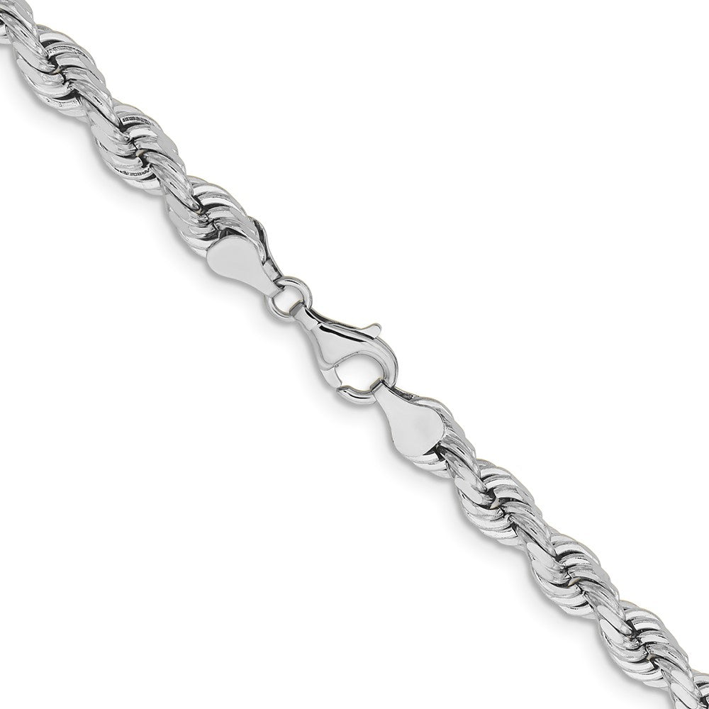 14k WG 6.5mm D/C Rope with Fancy Lobster Clasp Chain