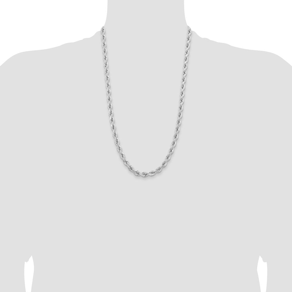 14k WG 6.5mm D/C Rope with Fancy Lobster Clasp Chain