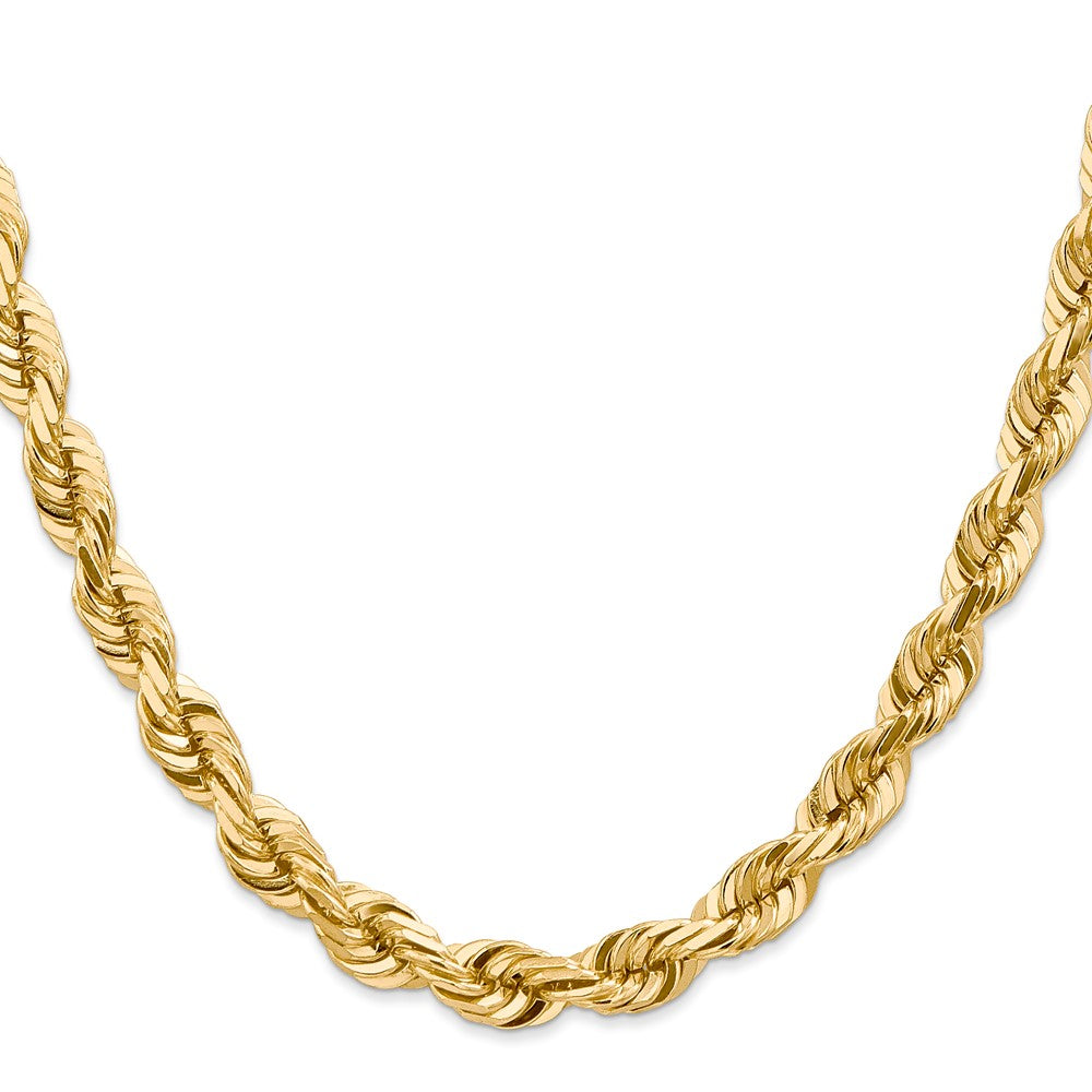 14K 7mm Diamond-cut Rope with Fancy Lobster Clasp Chain