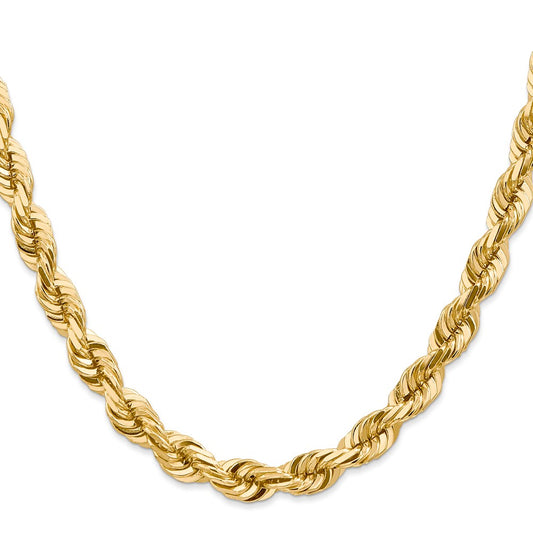 14K 7mm Diamond-cut Rope with Fancy Lobster Clasp Chain