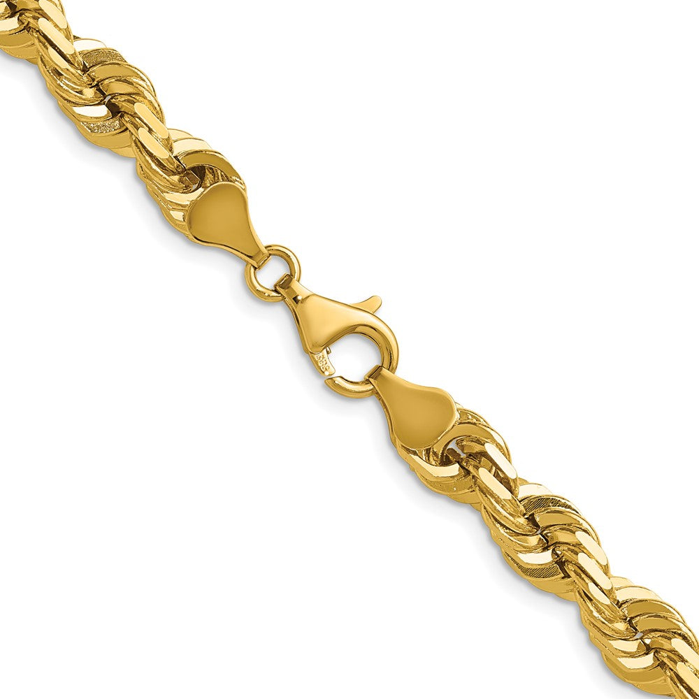 14K 7mm Diamond-cut Rope with Fancy Lobster Clasp Chain