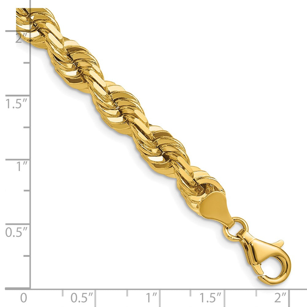 14K 7mm Diamond-cut Rope with Fancy Lobster Clasp Chain