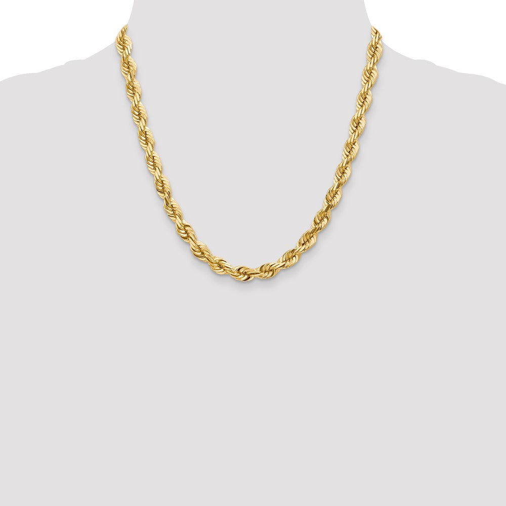14K 7mm Diamond-cut Rope with Fancy Lobster Clasp Chain