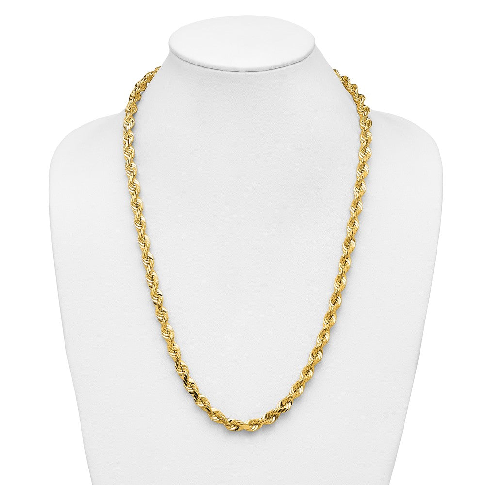 14K 7mm Diamond-cut Rope with Fancy Lobster Clasp Chain