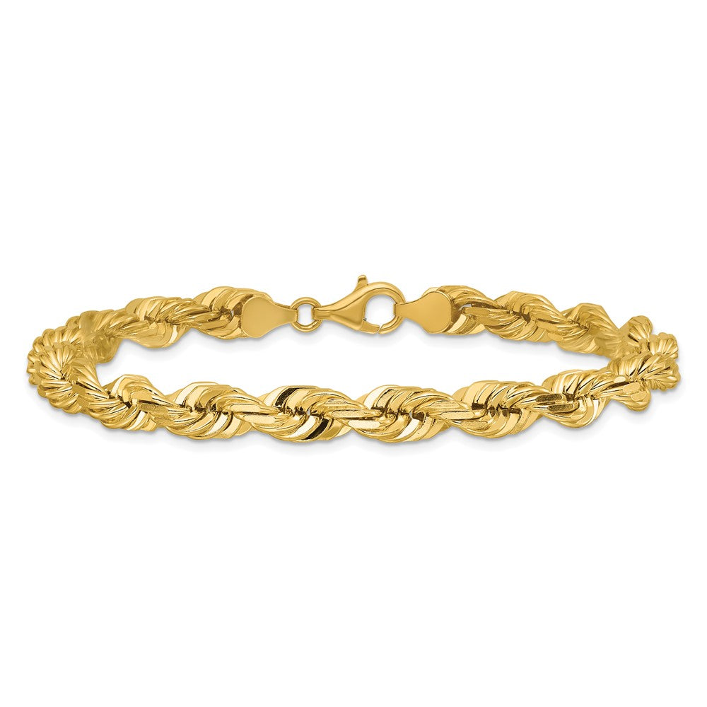 14K 7mm Diamond-cut Rope with Fancy Lobster Clasp Chain