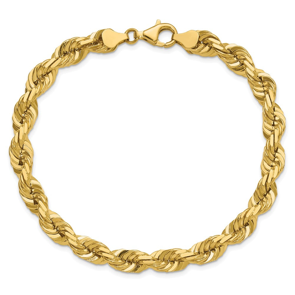 14K 7mm Diamond-cut Rope with Fancy Lobster Clasp Chain