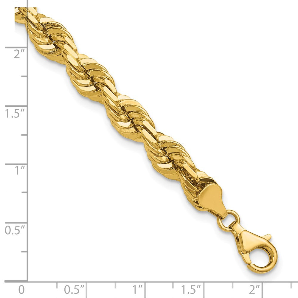 14K 7mm Diamond-cut Rope with Fancy Lobster Clasp Chain
