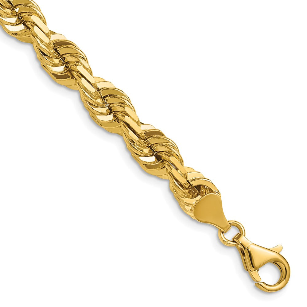 14K 7mm Diamond-cut Rope with Fancy Lobster Clasp Chain