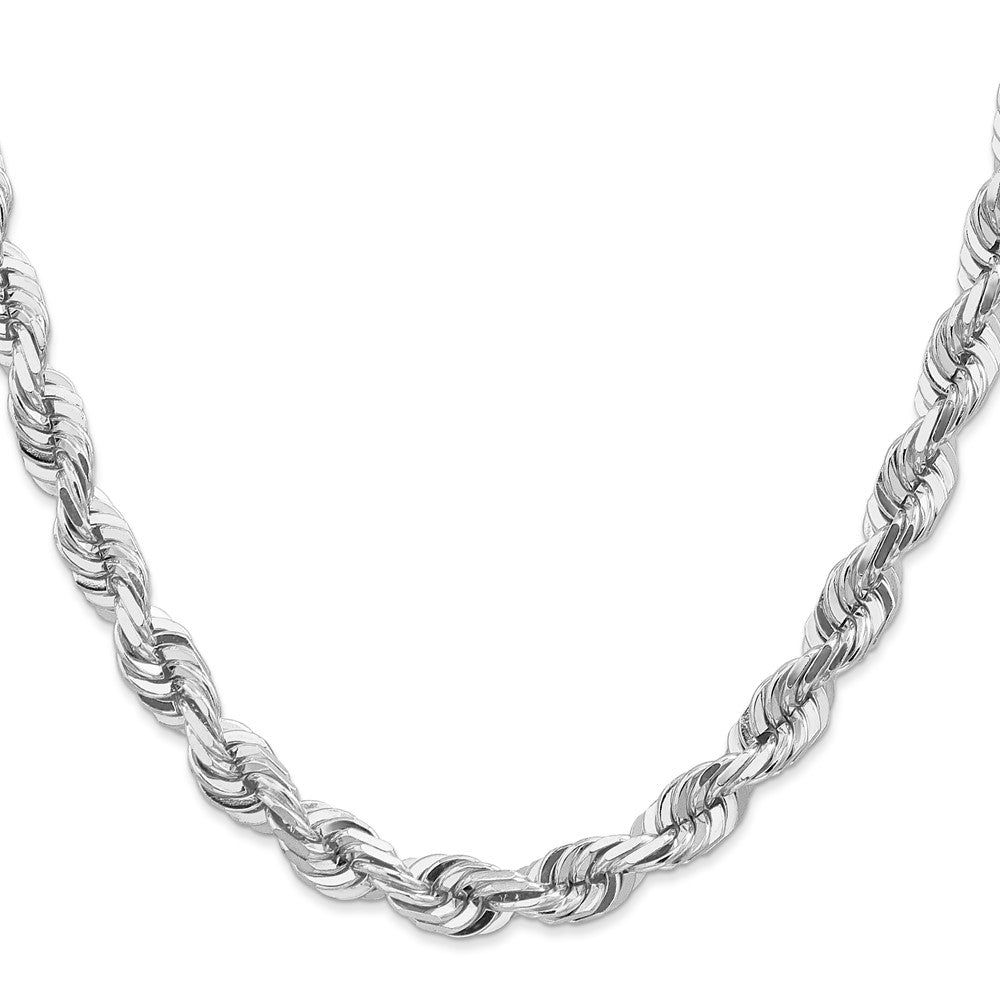 14k WG 7mm D/C Rope with Fancy Lobster Clasp Chain