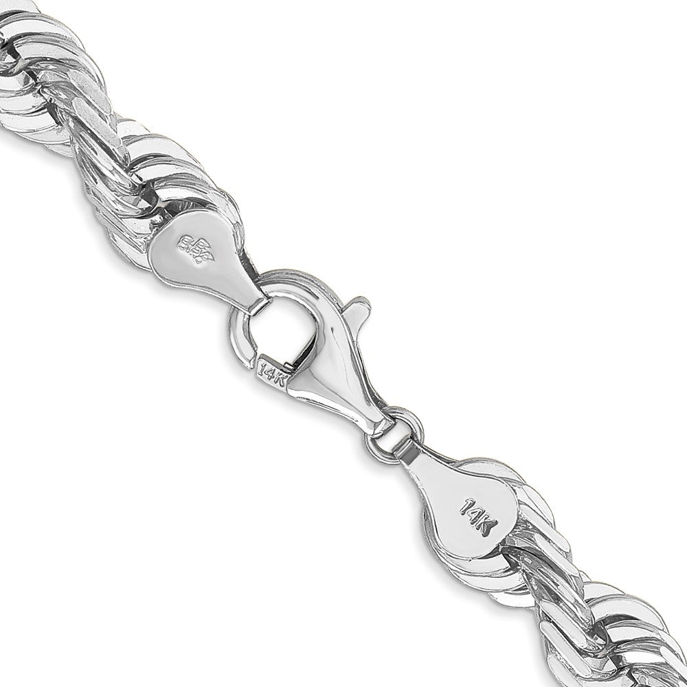 14k WG 7mm D/C Rope with Fancy Lobster Clasp Chain