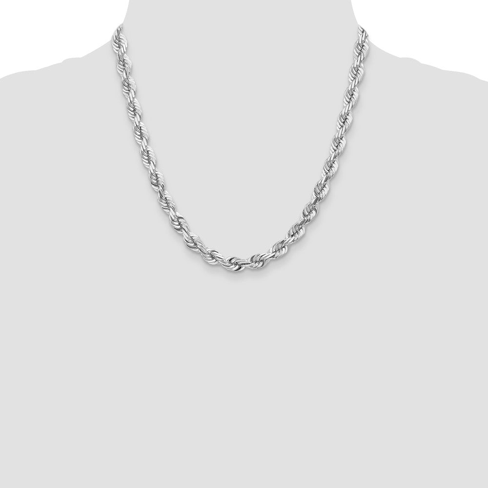 14k WG 7mm D/C Rope with Fancy Lobster Clasp Chain