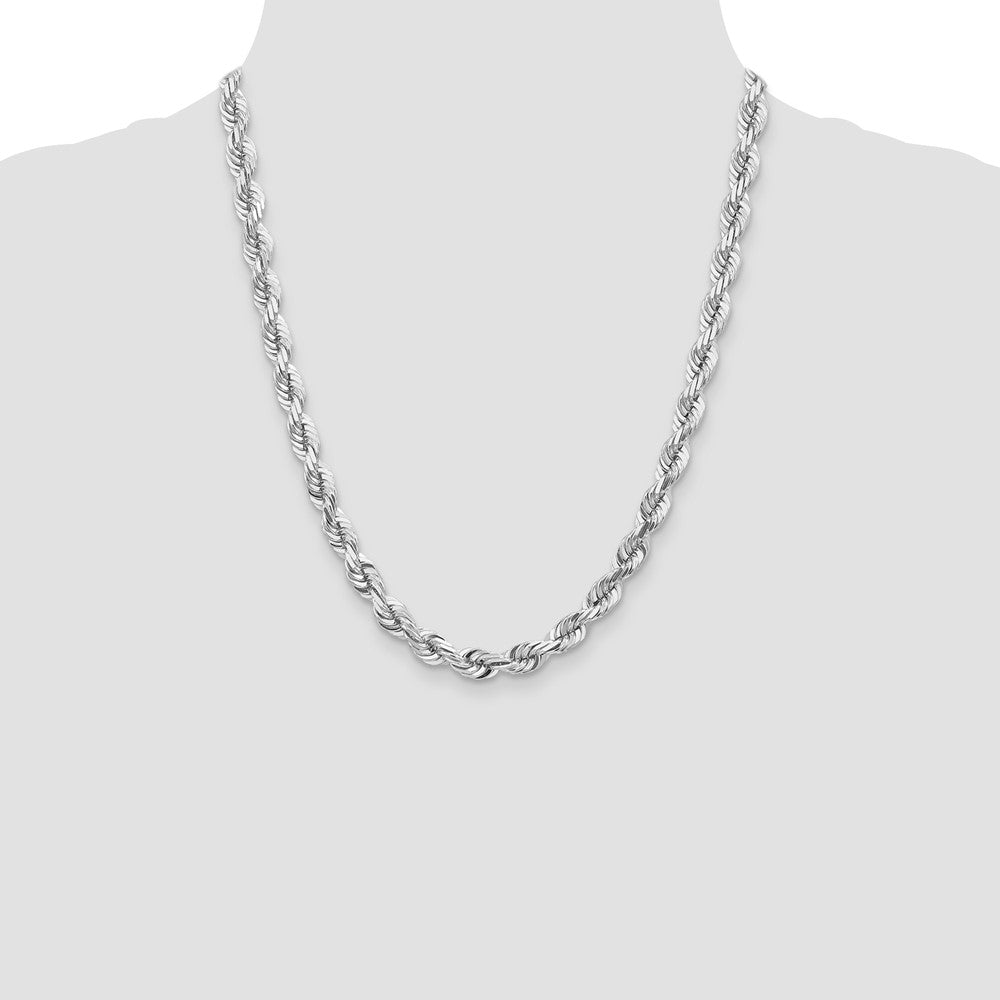 14k WG 7mm D/C Rope with Fancy Lobster Clasp Chain