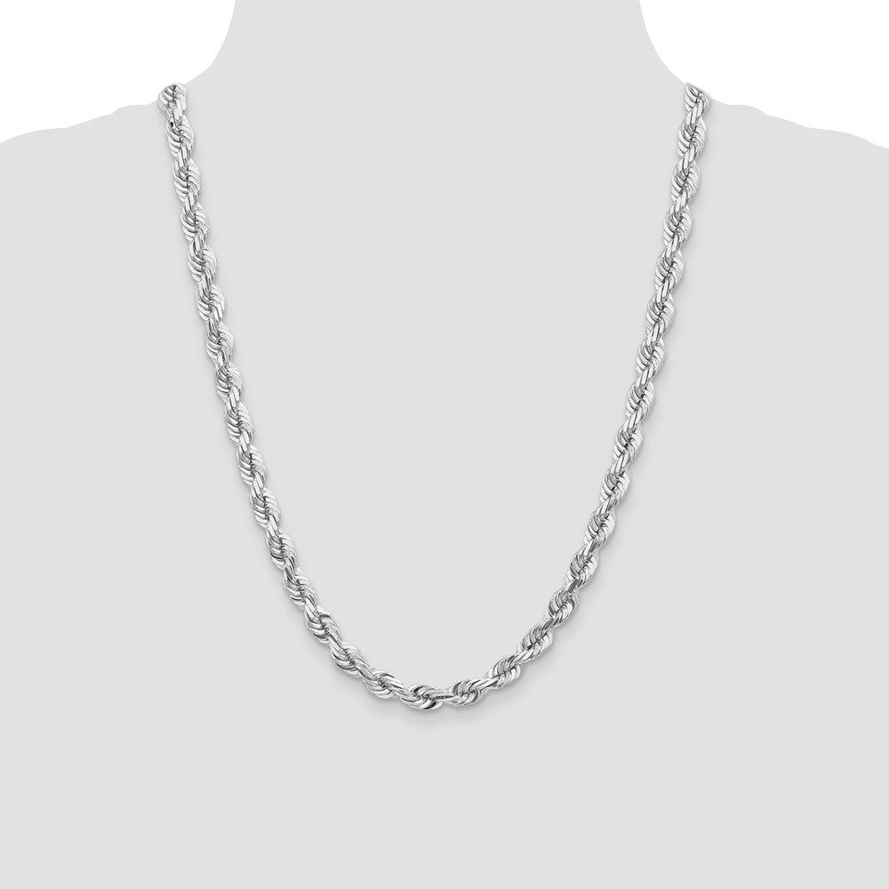 14k WG 7mm D/C Rope with Fancy Lobster Clasp Chain