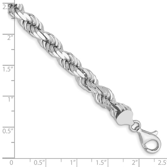 14k WG 7mm D/C Rope with Fancy Lobster Clasp Chain
