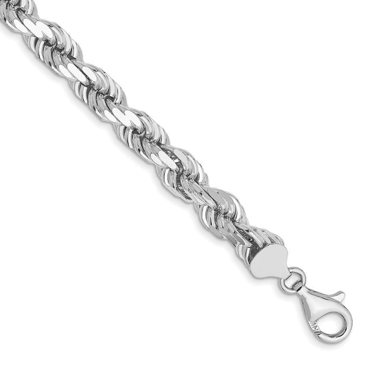 14k WG 7mm D/C Rope with Fancy Lobster Clasp Chain