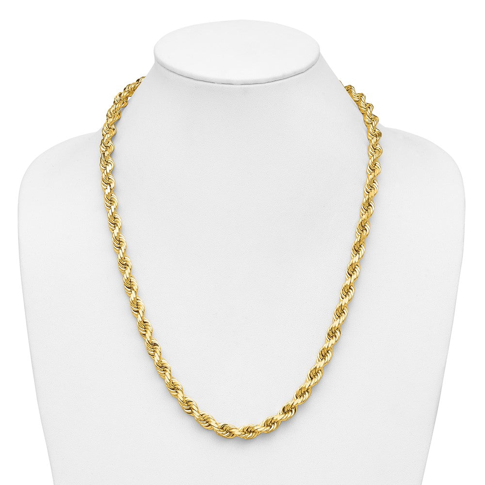 14K 8mm Diamond-cut Rope with Fancy Lobster Clasp Chain