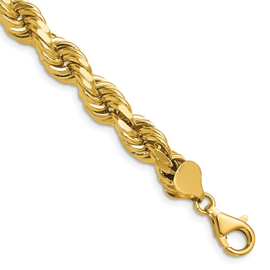 14K 8mm Diamond-cut Rope with Fancy Lobster Clasp Chain