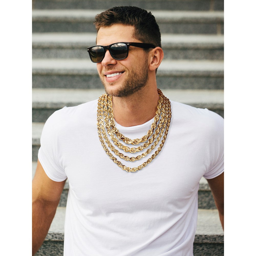 14K 7mm Diamond-cut Rope with Fancy Lobster Clasp Chain