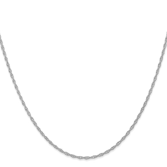14K White Gold Carded 1.35mm Cable Rope with Spring Ring Clasp Chain