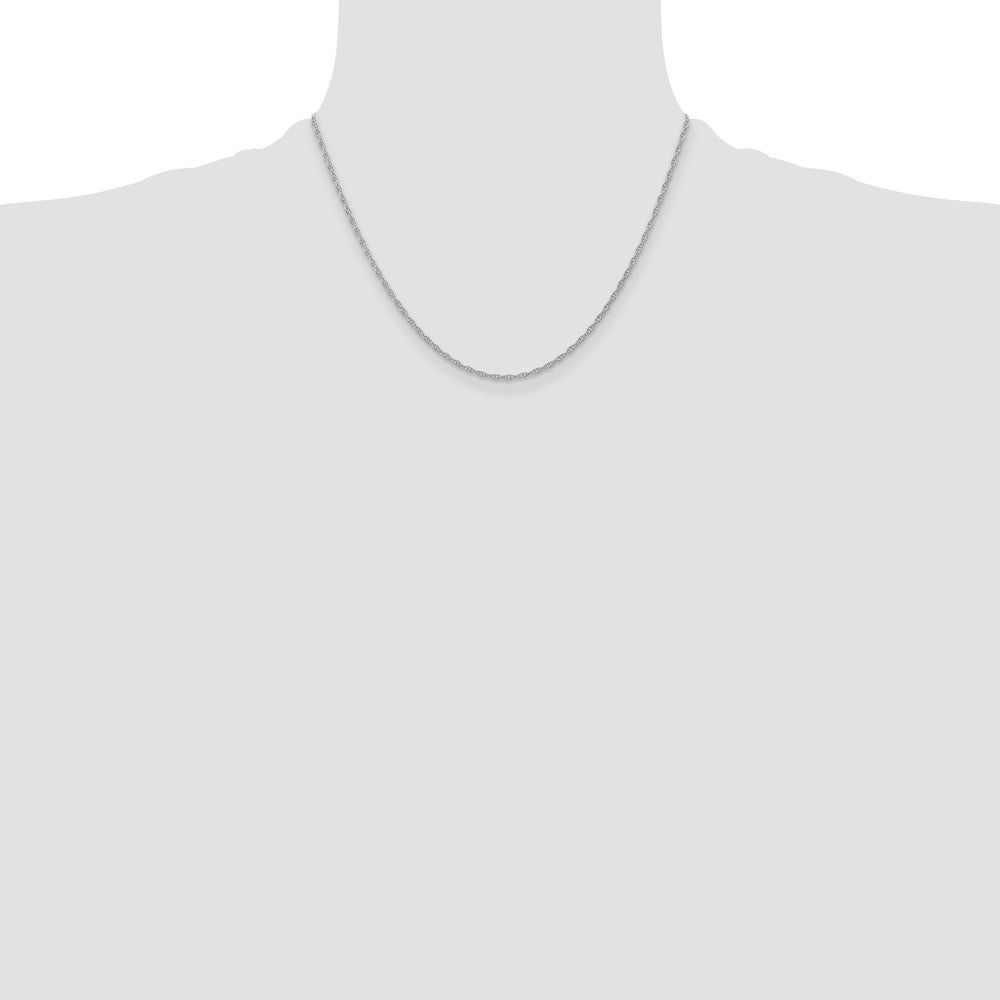 14K White Gold Carded 1.35mm Cable Rope with Spring Ring Clasp Chain