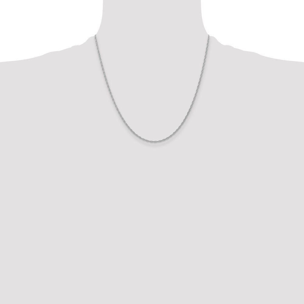 14K White Gold Carded 1.35mm Cable Rope with Spring Ring Clasp Chain