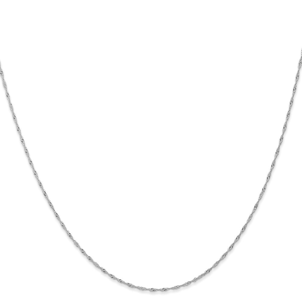 14K White Gold Carded 1mm Singapore with Spring Ring Clasp Chain
