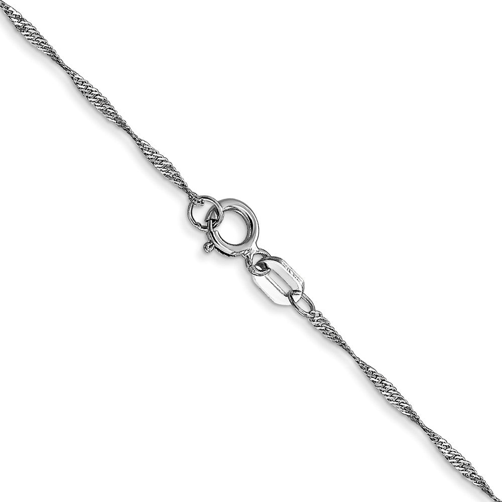 14K White Gold Carded 1mm Singapore with Spring Ring Clasp Chain