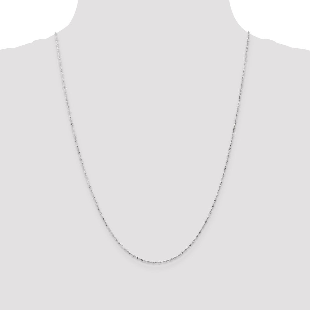 14K White Gold Carded 1mm Singapore with Spring Ring Clasp Chain