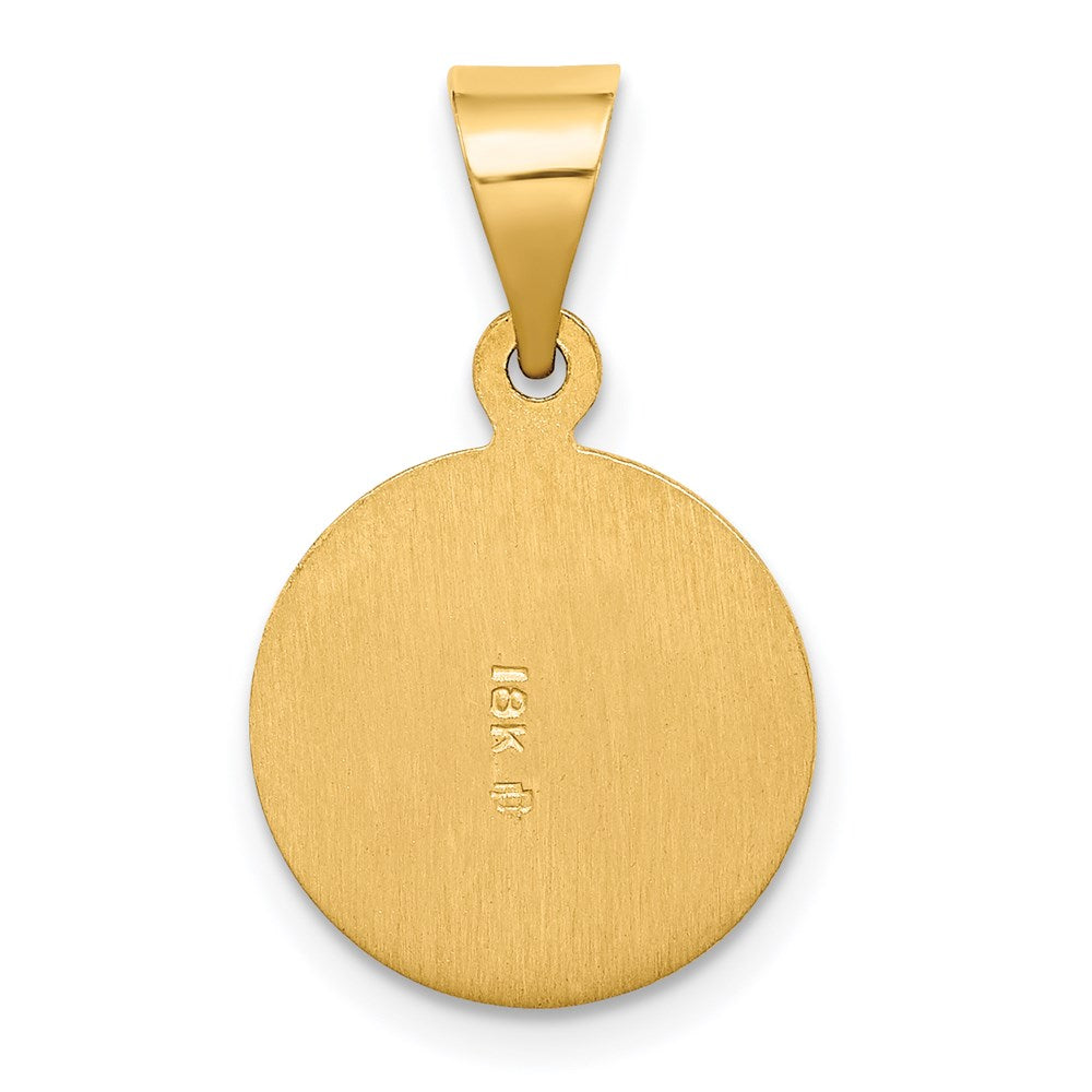 18K Polished and Satin Solid Saint Jude Thaddeus Medal Round Pendant