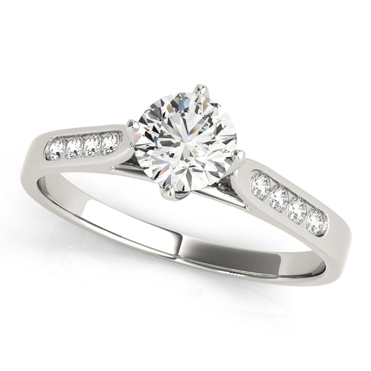 Platinum Single Row Engagement Rings – Setting (Size 6)