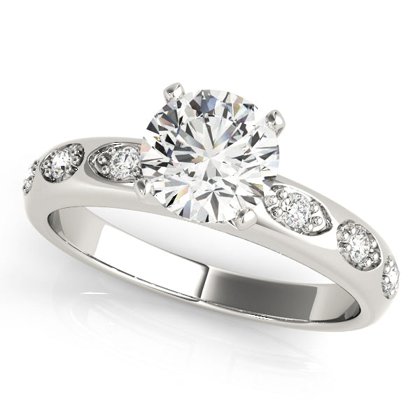 14k White Gold Single Row Engagement Rings – Setting (Size 8)