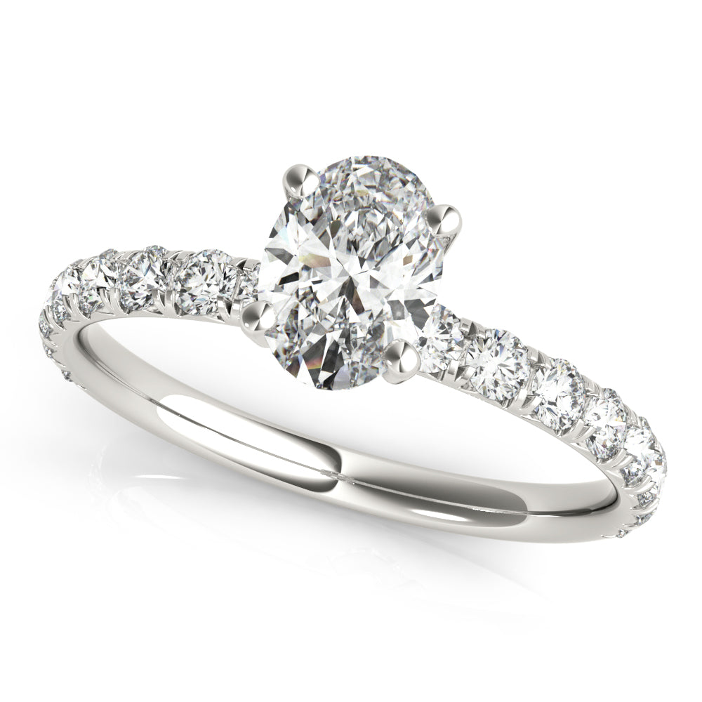 Platinum Single Row Oval Engagement Rings – Setting (Size 3)