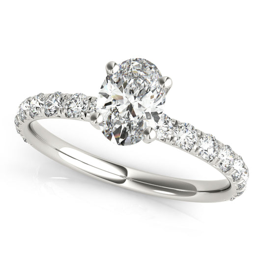 Platinum Single Row Oval Engagement Rings – Setting (Size 3)