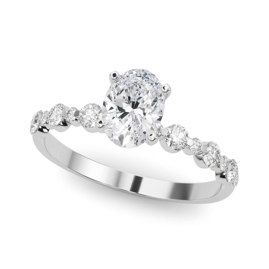 Single Shared-Prong Alternating Round-Sized Engagement Ring – Setting (Size 6.25)