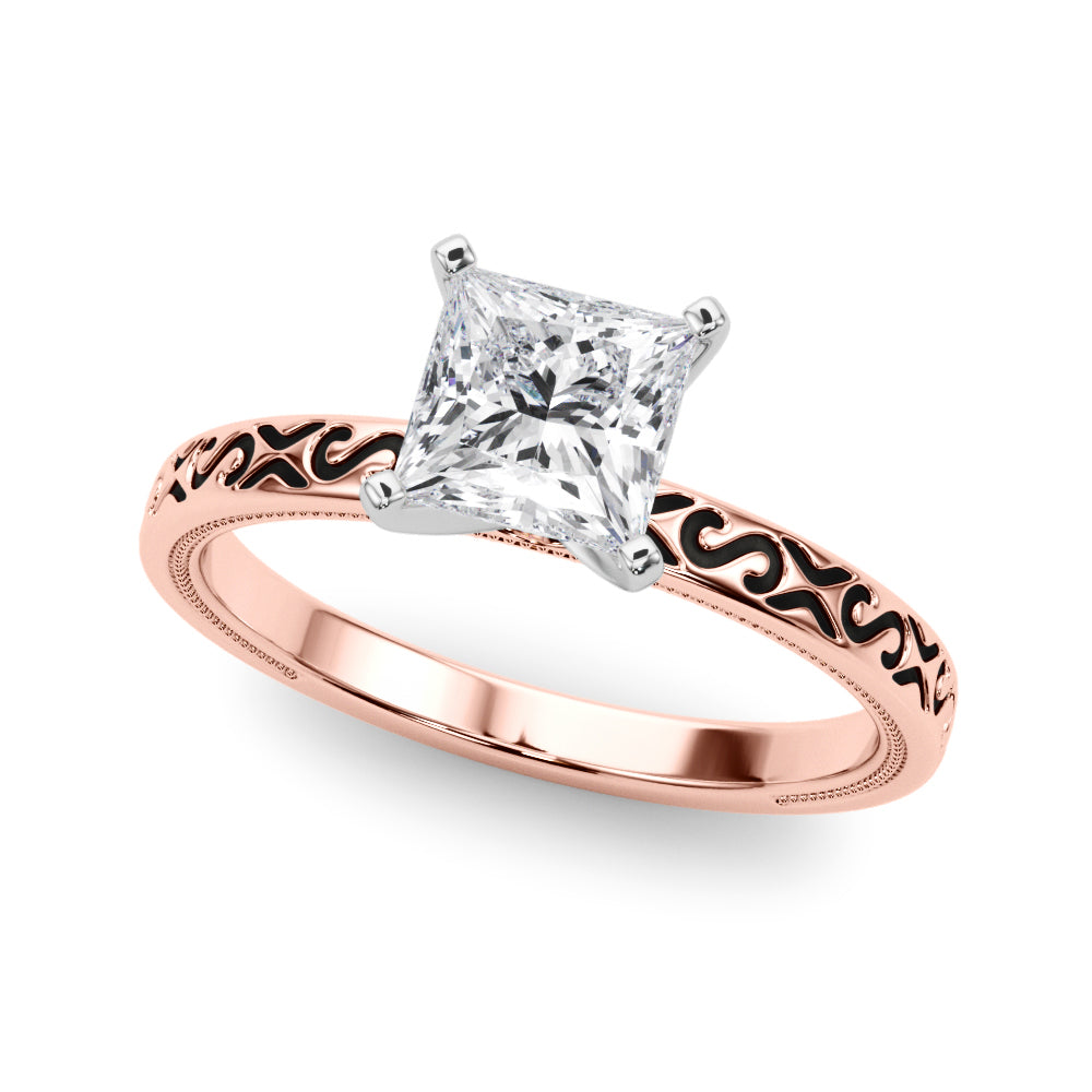 Vintage Style S-Carved Engagement Ring – Setting (Size 5.5)