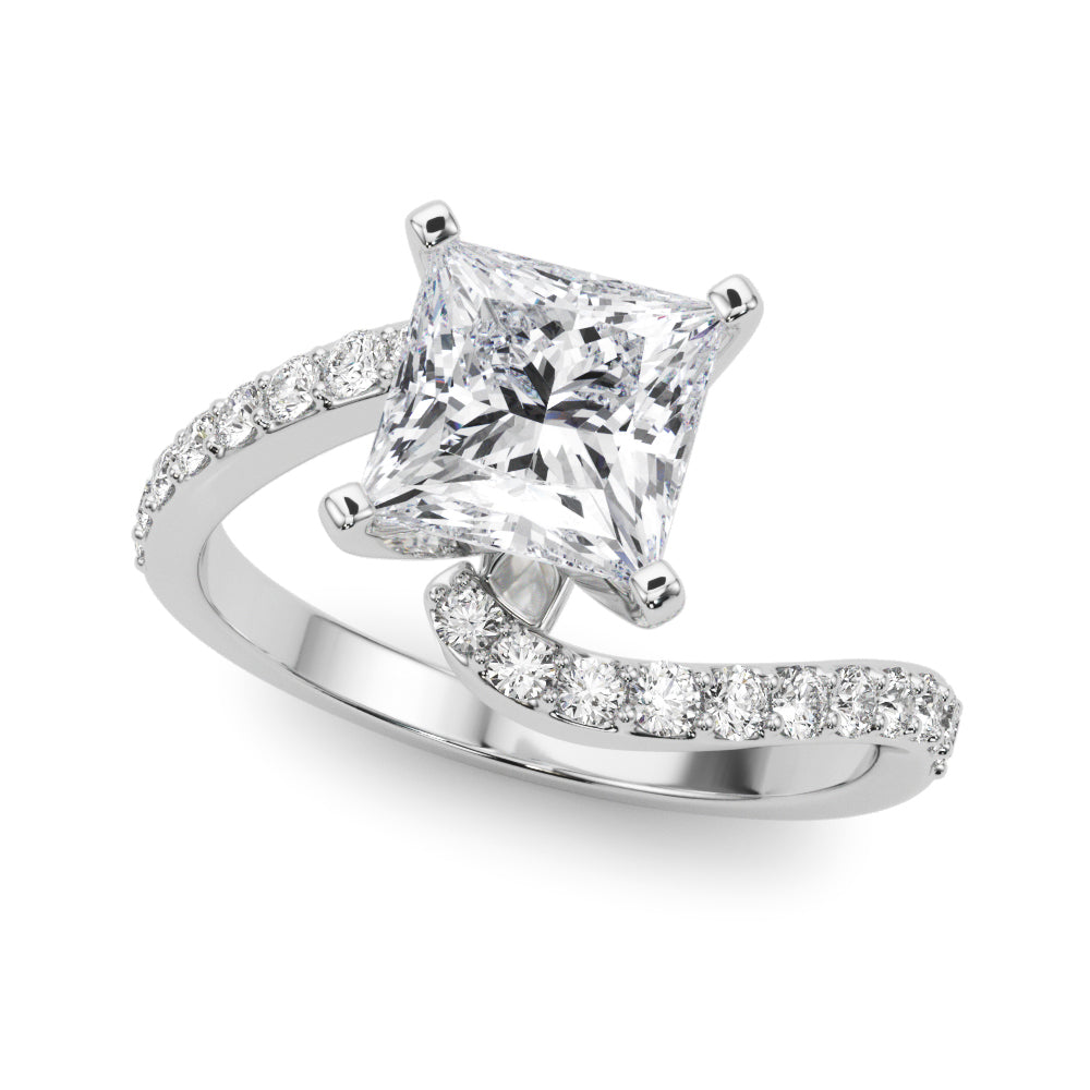 Solitaire Plus Single Row Curved Engagement Ring – Setting (Size 4.25)