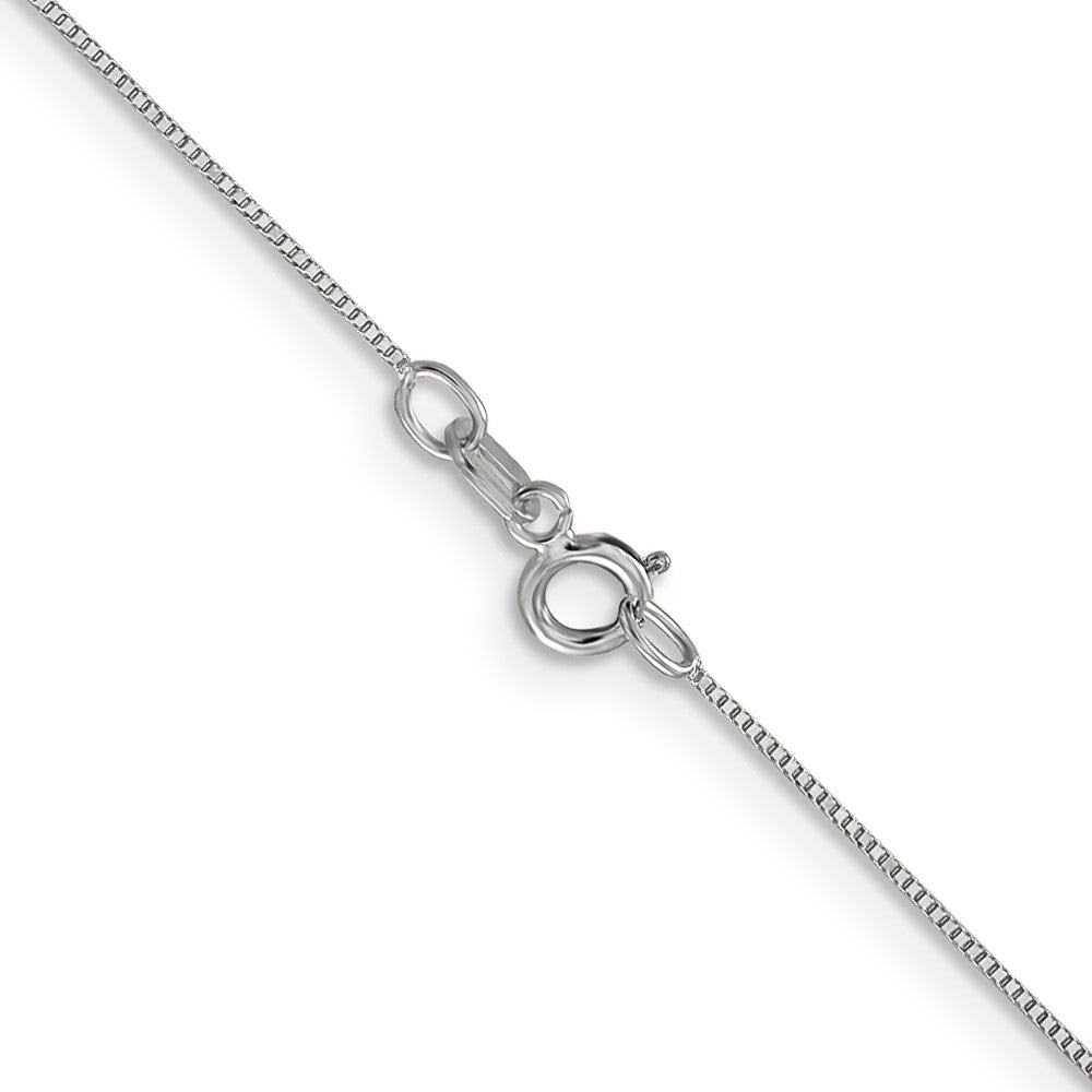 14K White Gold Carded .5mm Box Link with Spring Ring Clasp Chain