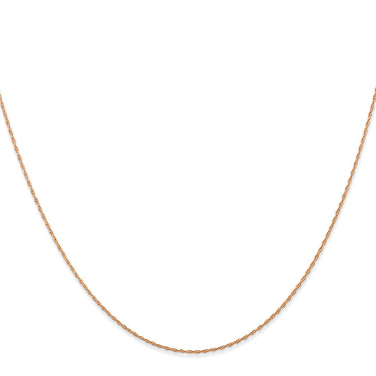 14K Rose Gold Carded .5mm Cable Rope with Spring Ring Clasp Chain