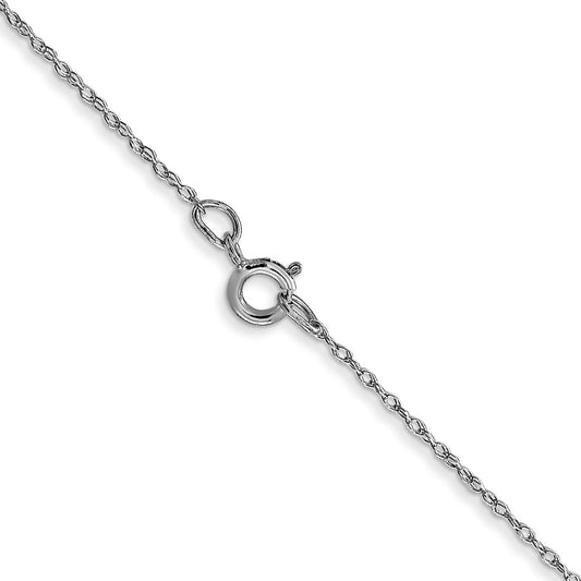 14K White Gold Carded .5mm Cable Rope with Spring Ring Clasp Chain