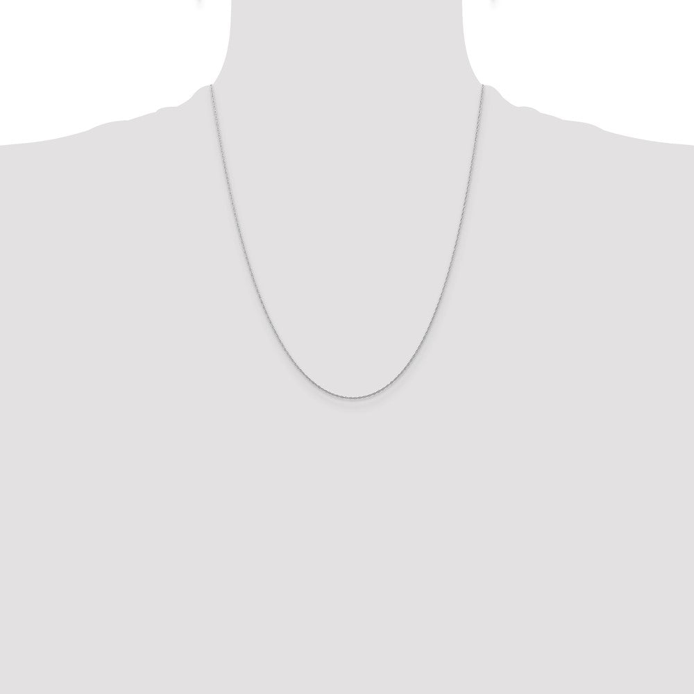 14K White Gold Carded .5mm Cable Rope with Spring Ring Clasp Chain