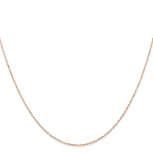 14K Rose Gold Carded .6mm Cable Rope with Spring Ring Clasp Chain