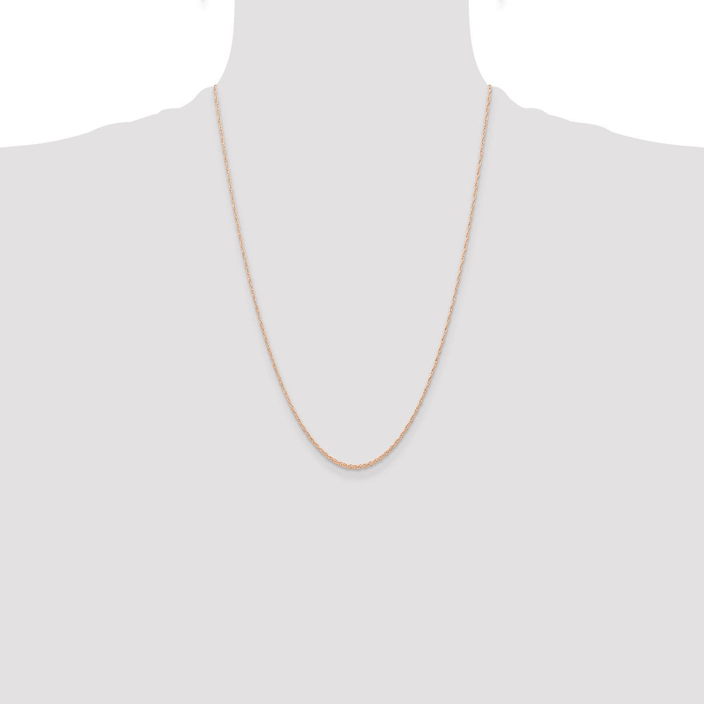 14K Rose Gold Carded .6mm Cable Rope with Spring Ring Clasp Chain