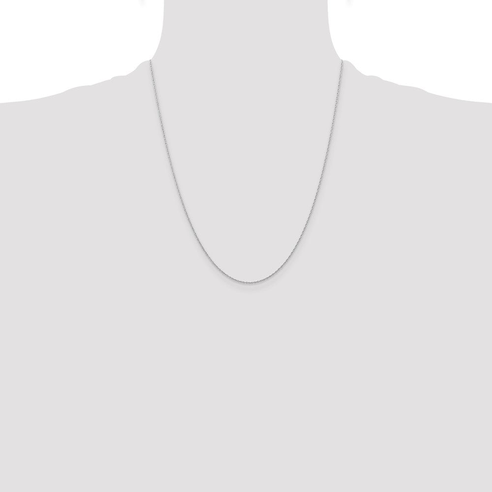 14K White Gold Carded .6mm Cable Rope with Spring Ring Clasp Chain